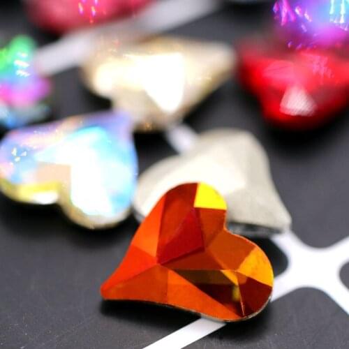 New Nail Art pointback rhinestones 20pcs K9 glass crysyal Heart shape Crystal copper rhinestones diy clothing Accessories