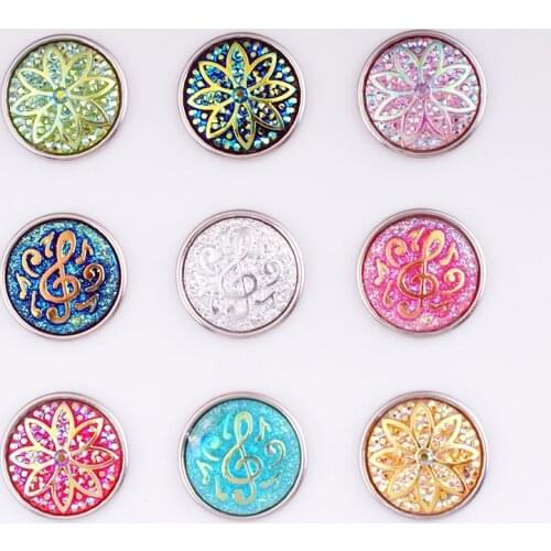 NEW Color flower Note mix set 18mm Resin snap button jewelry mermaid DIY bracelet MF6543