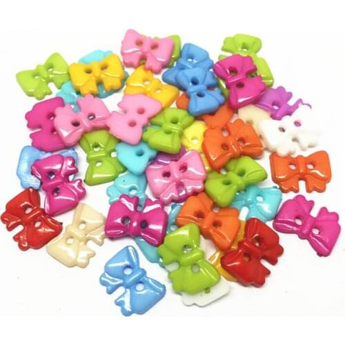 1000pcs 14x11mm Plastic Knob Bows Button Mixed Cartoons Sewing Clothes Accessory Buttons Coat Boots Embellishments
