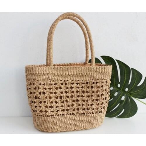 Handmade Beach Rattan Bag Large Capacity Women Hollow Out Tote Summer Wicker Basket Bag Luxury Handbag 2021