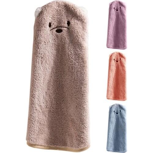Hand Towel Multi-use Strong Absorption Coraler Fleece Home Hanging Towel for Drying Hands