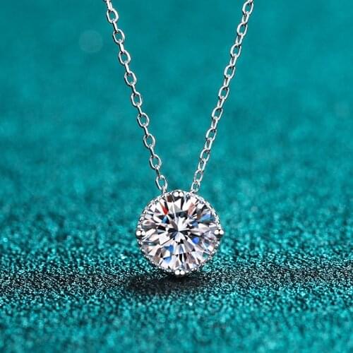 Passed Diamond Test Excellent Moissanite 925 Sterling Silver Perfect Cut 1ct Fashion Gem Necklace Women Jewelry Wedding Luxury