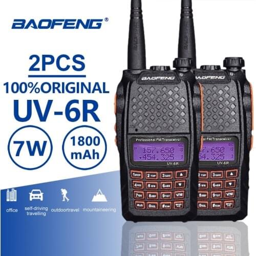 2pcs Baofeng UV-6R Orange Keypad Walkie Talkie 10 km 7W UHF VHF Dual Band UV 6R FM Radio VOX Alarm Ham Hf Transceiver PTT UV6R