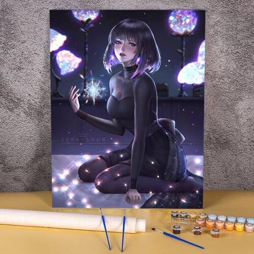 Cartoon Girl Woman DIY Paint By Numbers Package Acrylic Paints 40*50 Painting On Canvas Wall Paintings Children Drawing