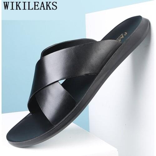 Beach Slippers Slides Men Designer Casual Shoes Men Slippers Leather Fashion Summer Shoes Mens Slippers Outdoor Ciabatte Uomo