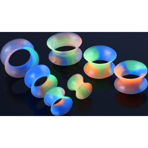 1Pair Silicone Flexible Thin Double Flared Ear Plugs Tunnels Flesh Ear Gauge Expander Stretcher Earlets Earrings Ear Piercing