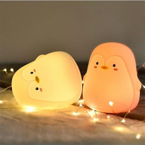 Lovely Penguin Silicone Touch Sensor Night Light Rechargeable 7 Colors USB Charging LED Night Lamp Children Baby Christmas Gift