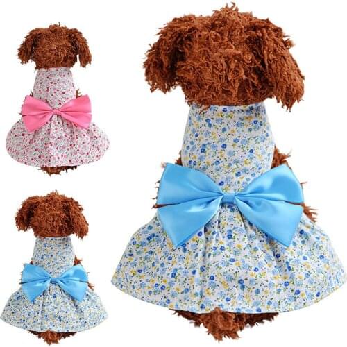 Pet Dog Puppy Summer Bottoming Shirt Dress Clothes Shirt Cat Bow Tie Dress Dog Dress Polyester Pet Dogs Puppy Bottoming Dress