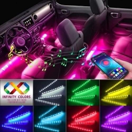Car Interior Atmosphere RGB LED Strip Light With USB Wireless Remote Music Control Multiple Modes Automotive Car Decorative Lamp