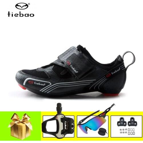 Tiebao Road Racing Bicycle Flat Sneakers Men SPD-SL Triatlon Cycling Shoes Road Women Ultra-light Breathable Bicicleta Carretera