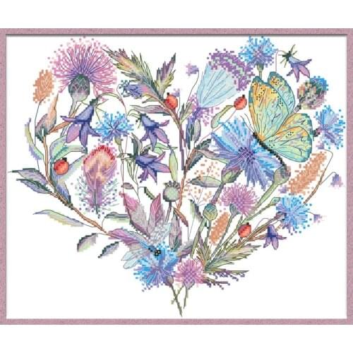 Butterflies and Flowers Cross Stitch Patterns Embroidery Kits Printed Fabric Needlework 11CT 14CT DIY Crafts Home Decor Painting