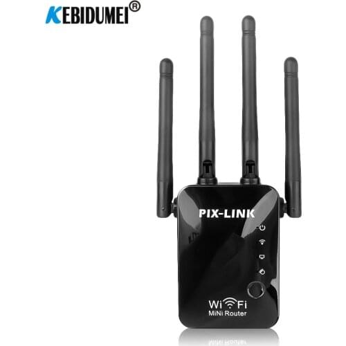 Kebidumei WiFi Repeater Extender 300Mbps Router 2.4GHz Wireless Range Extender Router Power Booster 2 External Antenna