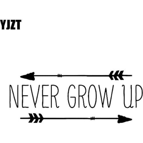 YJZT 12.7CM*5.1CM NEVER GROW UP Arrow Personality Car Sticker Vinyl Decal Black Silver C10-02124