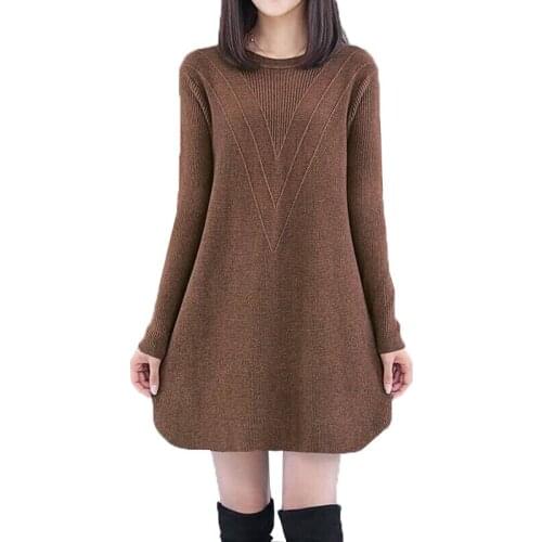 Womens Sweater dress Pullover New Spring Autumn Ladies Knitted Sweater Dress Long Sleeve Bottoming Shirt Feminina Sweaters