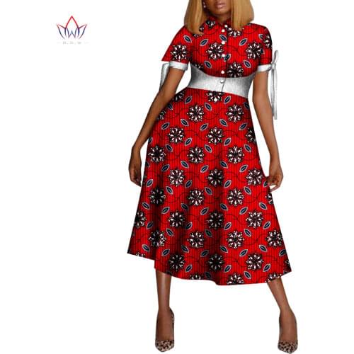 New Customized Women African Clothing Dashiki BRW Women Dress Ankara Fashion Draw Back Dress Party Wedding Work WY8284