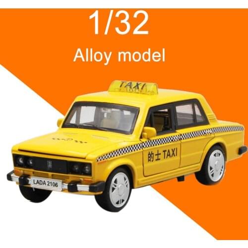 1/32 Alloy Taxi Car Model Pull Back LED Music Table Ornament Kids Toy Collection