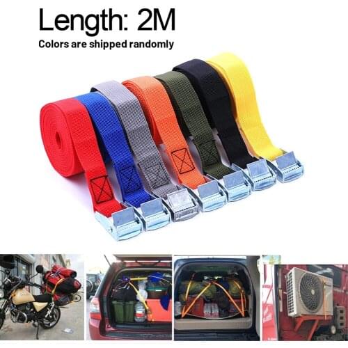1PC 2m Zinc Alloy Buckle Binding Belt Quick Tightener Rope Zinc Alloy Cargo Strap Luggage Rack Fixed Clamp Belt Color Random