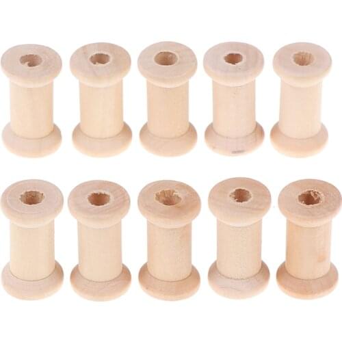 10Pcs Wooden Bobbins Spools Reels Vintage Style Organizer For Sewing Ribbons Twine Wood Crafts Tools Thread Wire Tools