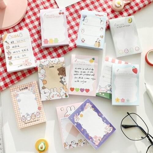 100sheets Cute Cartoon Rabbit Memo Notepad Student Hand Account Sticky Note N Times Posted Message Notepad Kawaii