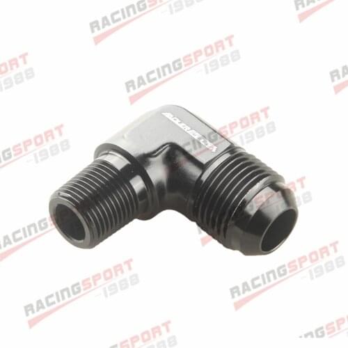 -10AN AN10 AN-10 To 3/8" NPT 90 Degree Male Aluminum Fitting Adapter Black