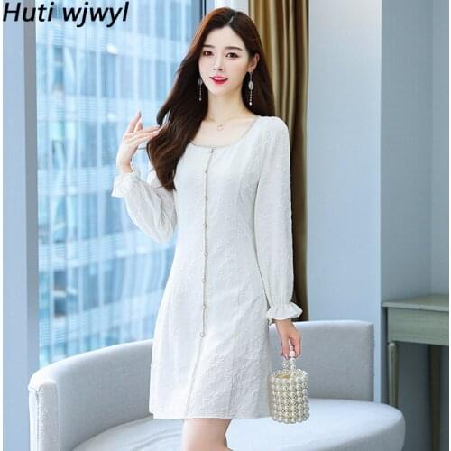 2021 Fashion Jacquard Night Dresses Spring Autumn Korean Bodycon Sexy Club White Mini Vestidos Women Elegant Party Vintage Dress