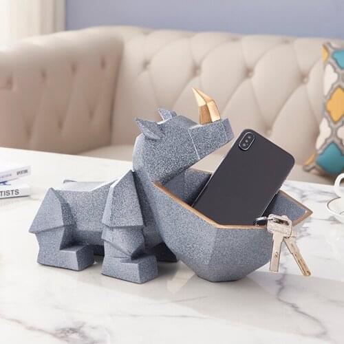 3D Rhinoceros,Figurine Miniature,Statue,Home Decoration,Decorative Sculpture,Living Room Table Decor, Desk Ornaments,Storage Box