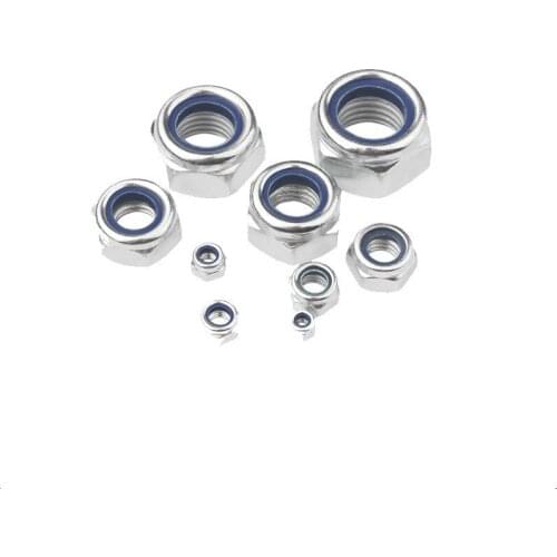 5/50pcs Nylon Locknut 304 Stainless Steel Hex Self locking Nut Nylock M3 M4 M5 M6 M8 M10 M12 M16 No-Slip Hardware Fasteners
