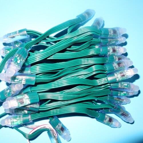 50pcs/set DC5V P9883 addressable pixel;IP68 rated;one bad node does not affect the other nodes'working;all green wire