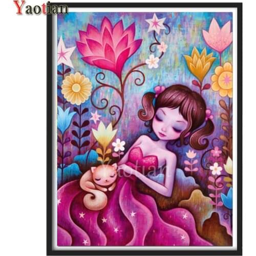 5D DIY Diamond Mosaic Cartoon Girl Diamond Painting Cross Stitch Full Diamond Embroidery Handmade Picture Home Decor