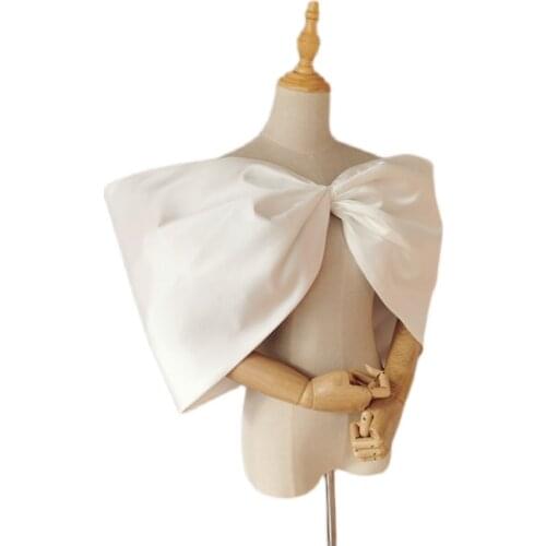 Satin off-shoulder big bow vintage sleeve for wedding dress