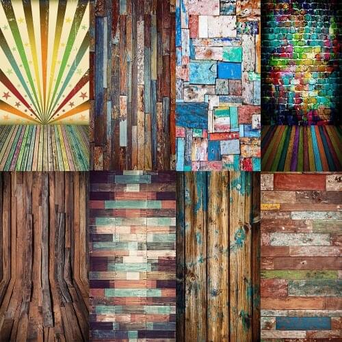 Avezano Backdrop Birthday Party Colored Wooden Floor Brick Wall Graffiti Decor Photography Background For Photo Studio Photocall