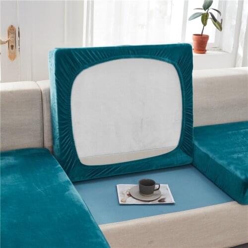 Velvet Sofa Seat Cushion Covers for Living Room Plush Cushion Cover Thick Soft Solid Color Stretch Couch Cover Slipcovers