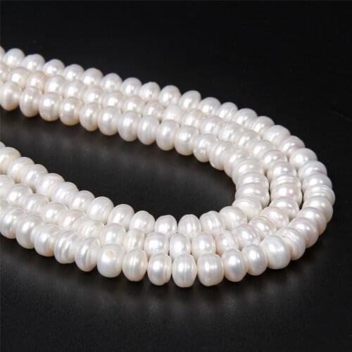 8-9mm White Flat Natural Freshwater Pearls Beads Round Cultured Pearls Beads For Jewelry Making DIY Bracelet Necklace Wholesale