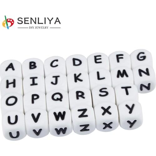 20Pcs/Lot 12mm Alphabet English Silicone Letter Beads Baby Teether Accessories Making for Pacifier Clips Teething Toy