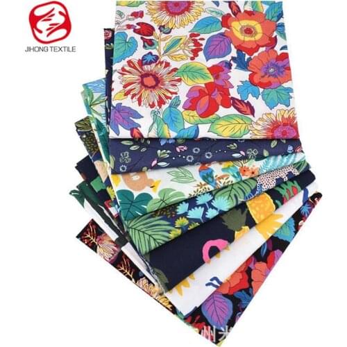 Floral Tropical Rainforest Plant Printed Fabric Hawaiian Cotton Fabric Handmade Diy Quilting Material 7 Pieces/Set