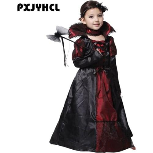 Halloween Children Vampire Cosplay Costumes Kid Fancy Princess Queen Long Dress For Girl Fantasia Carnival Party Stage Show
