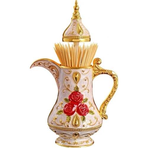 Hip Flask Vintage Automatic Toothpick Holder Dispenser Box European Style 15 x11cm Toothpick Table Decoration Zinc Alloy Metal