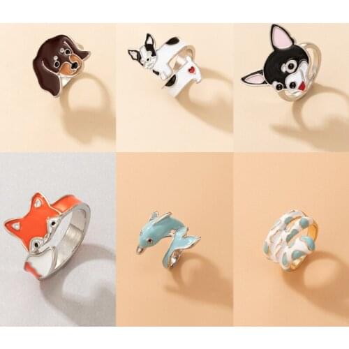 Tocona Lovely Dog Single Ring for Women Men New Fashion Alloy Metal Animal Cute Ring Geoemtry Party Jewelry Wholesale Anillo