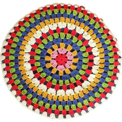 Round handmade wool pad,Dining chair pad,Crochet handmade garden cushion