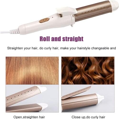 2 in 1 Mini Hair Straightener Curling Wand Flat Iron Hair Curler Styler Portable Multifunctional Home Dual-purpose Curling Iron