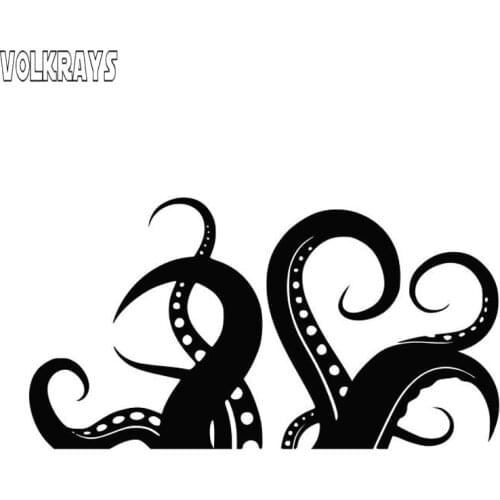 Volkrays Fashion Car Sticker Octopus Tentacles Accessories Reflective Waterproof Cover Scratches PVC Decal Black/White,9cm*18cm