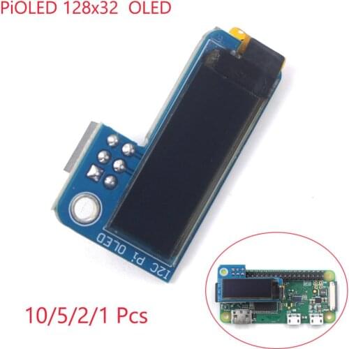 PiOLED 0.91 inch IIC I2C 128x32 OLED Monochrome Screen Add-on for Raspberry Pi 3 Zero SSD1306 White DC 3.3V 1/2/5/10Pcs