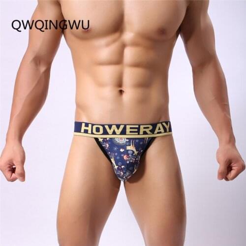 Underwear Men Briefs Deer Print Fashion Bikini Tangas Mens Low Waist Cotton Underpants High Fork Briefs Gay Sexy Men Underwear