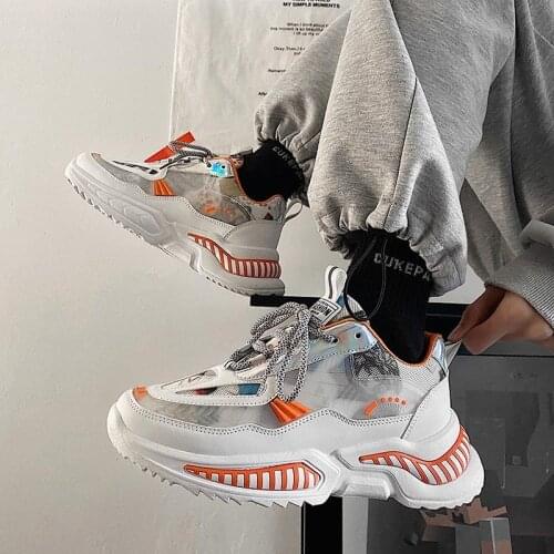 Mens shoes 2021 spring new high net face leisure sports net red shoes father shoes mens shoes