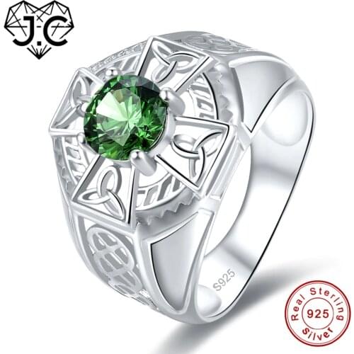 J.C Oval Cut Emerald & Sapphire Solid 925 Sterling Silver Ring Size 6 7 8 9 Occident Retro Classic For Women/man Fine Jewelry