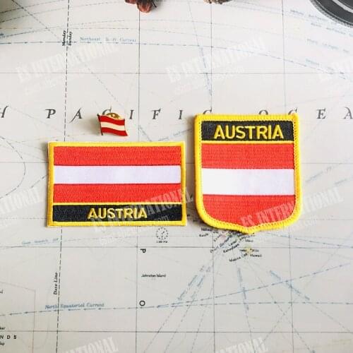 National Flag Embroidery Patches and Metal Flag Lapel Pin AUSTRIA