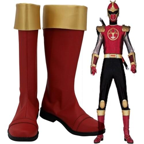 Ninpu Sentai Hurricaneger Gouraigers Cosplay Boots Red Shoes Custom Made Halloween Party Cosplay Shoes Any Size