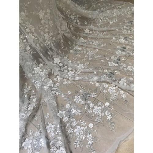 New fabric with beads and sequins ZH-268683 Wedding Gown Bridal Tulle Embroidery Lace fabric