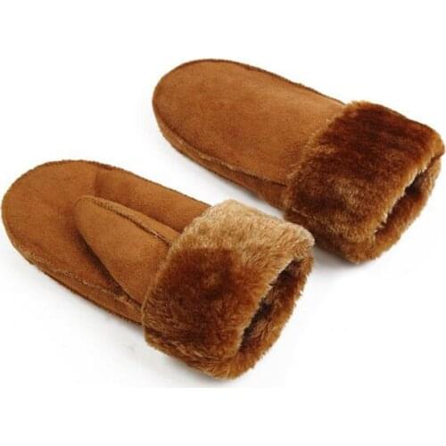 Mens Womens Faux Sheepskin Leather Gloves Heated Fur Mittens Suede Leather Winter Outdoor Thick Warm Cashmere Gloves G130