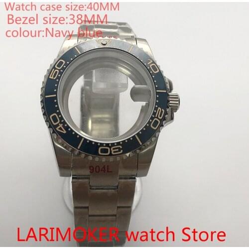 Suitable for NH35 NH36 Miyota8215 40mm sapphire glass 904L stainless steel case transparent back with rotating bezel Navy blue